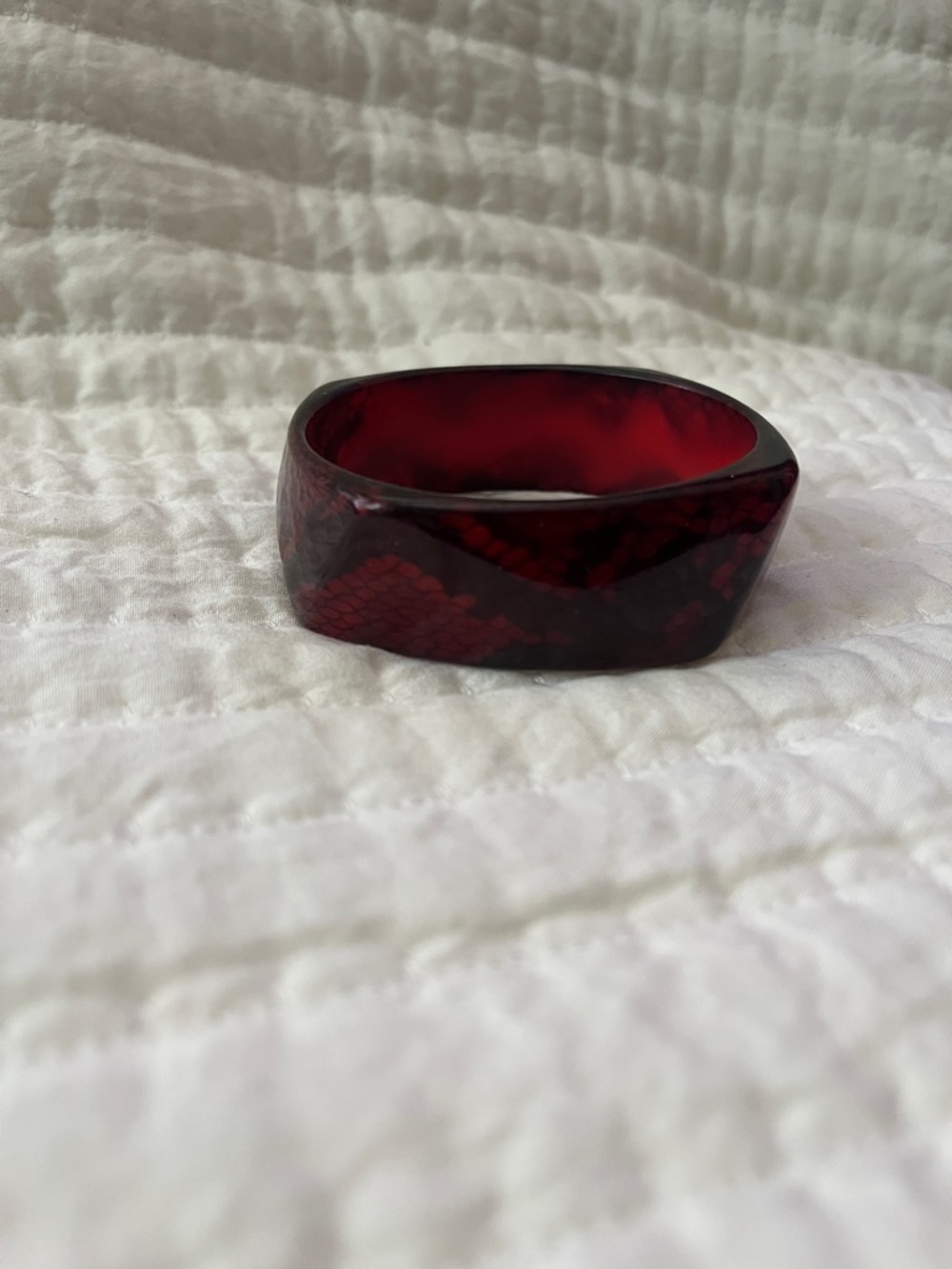 Snake Skin Red Resin Bangle Bracelet
